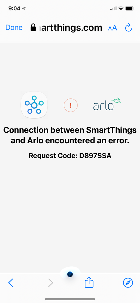 Arlo-Smart Things Integration Error.PNG