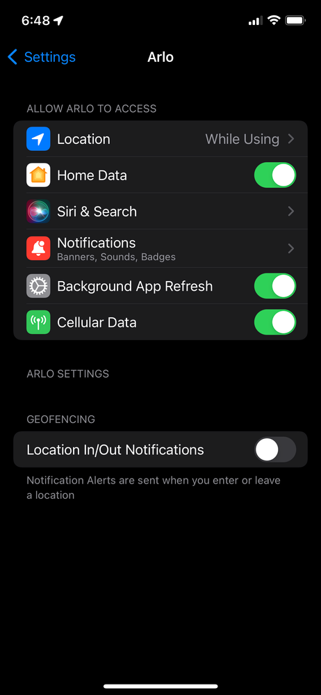 Iphone permissions with application Arlo Community