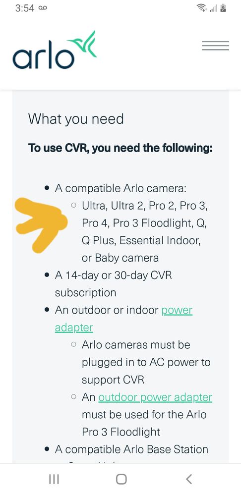 Arlo pro sales 2 cvr plan