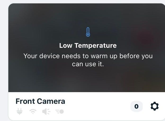 Arlo camera needs shop to warm up