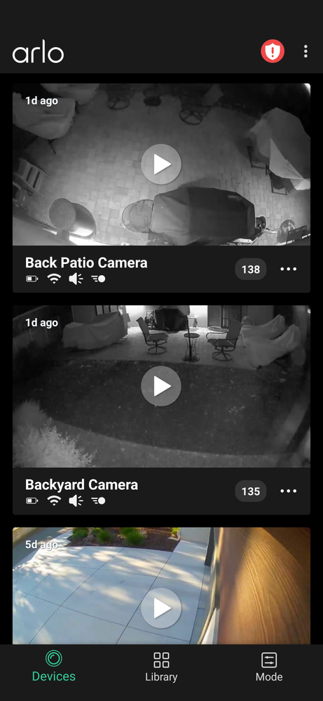 Arlo camera outlet not updating