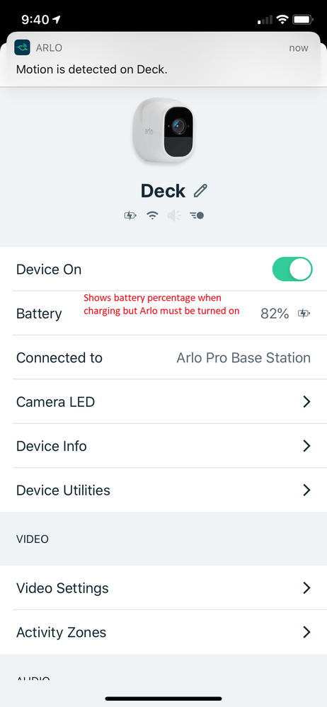 Arlo on and charging.PNG