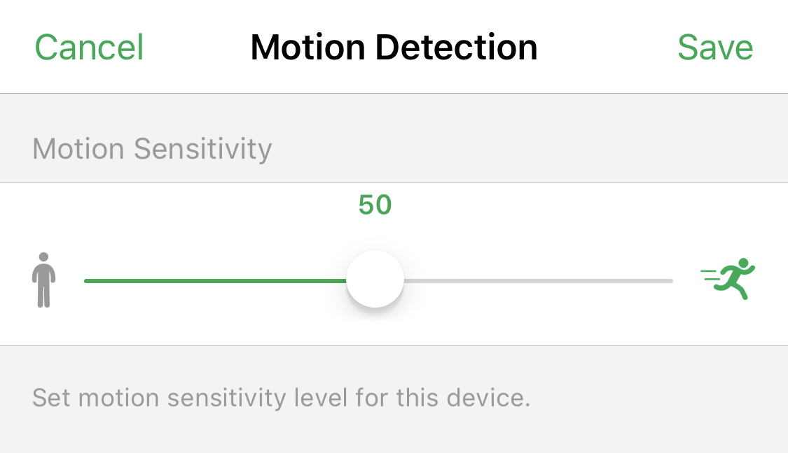 Motion Detection Sensitivity Slider Bar 