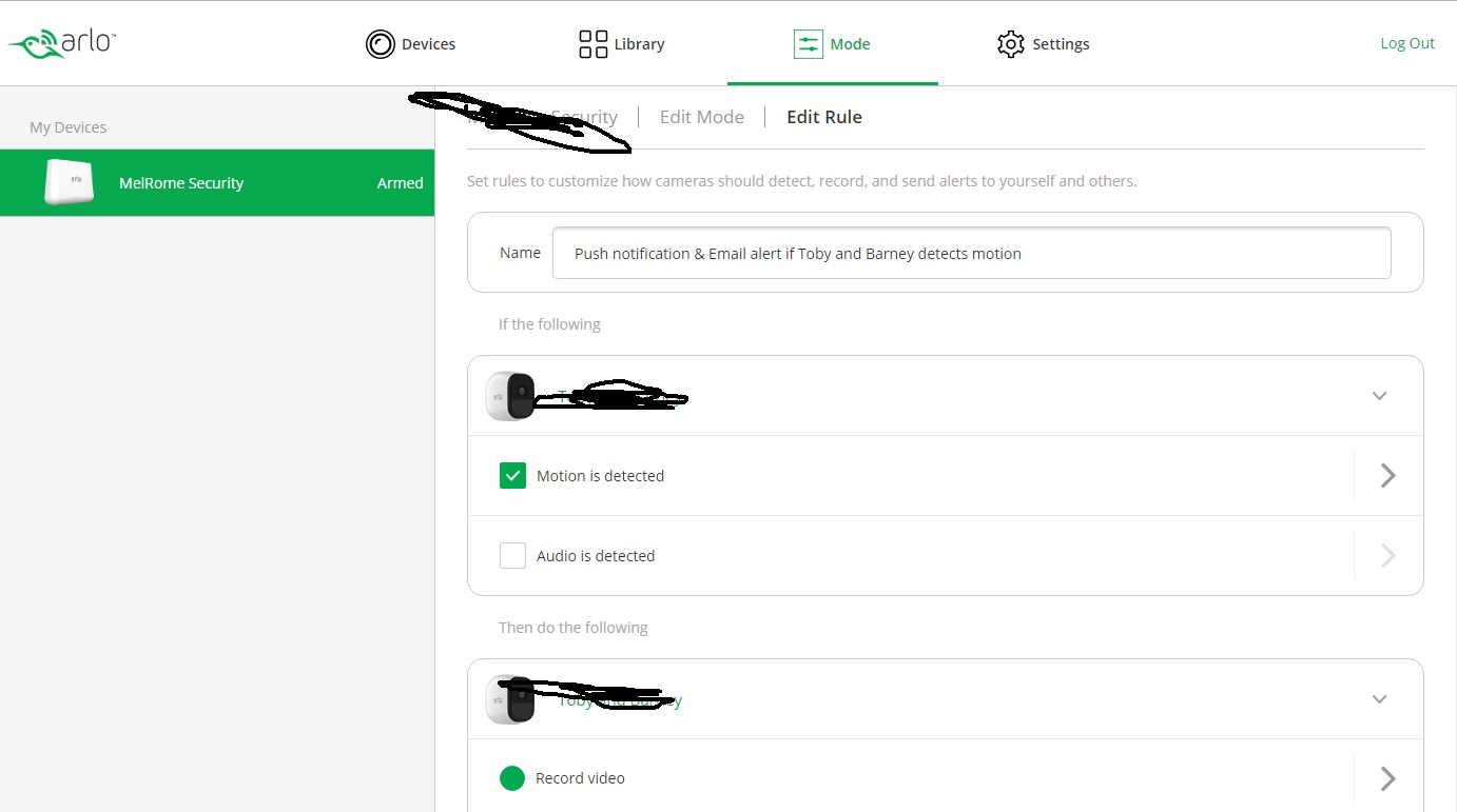 Arlo motion deals detection settings