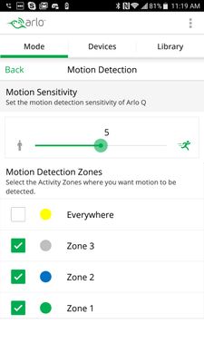 Arlo pro 2 store motion detection zone