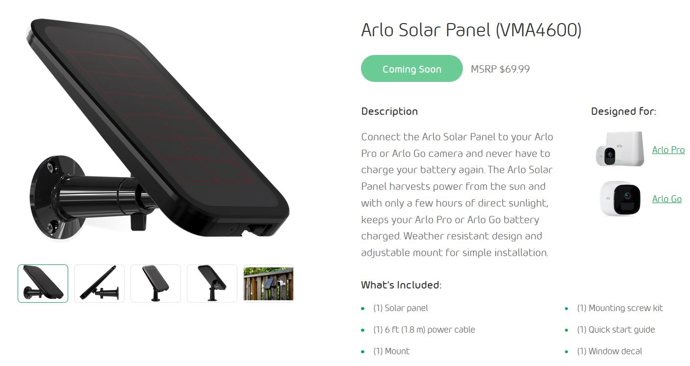 Arlo solar panel store install