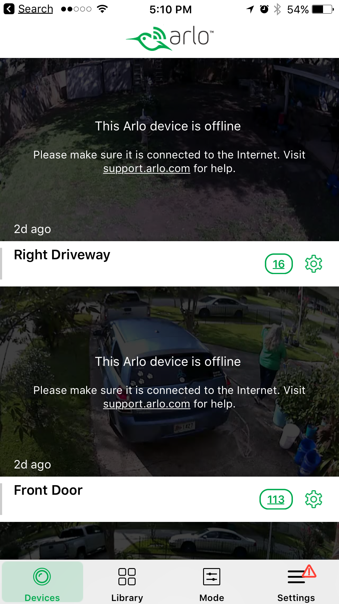 My arlo says its 2024 offline