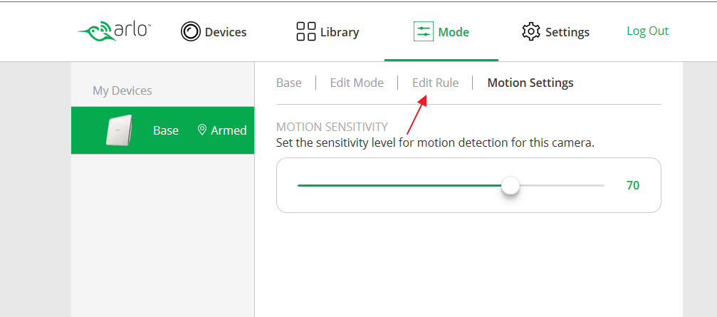 arlo camera adjustments