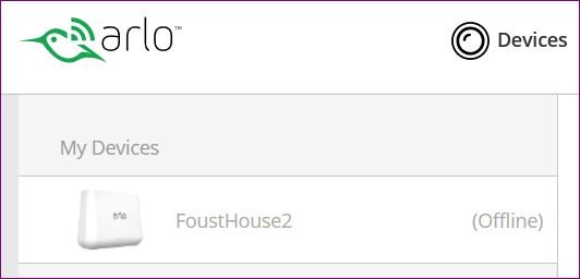 Arlo pro store 2 device offline