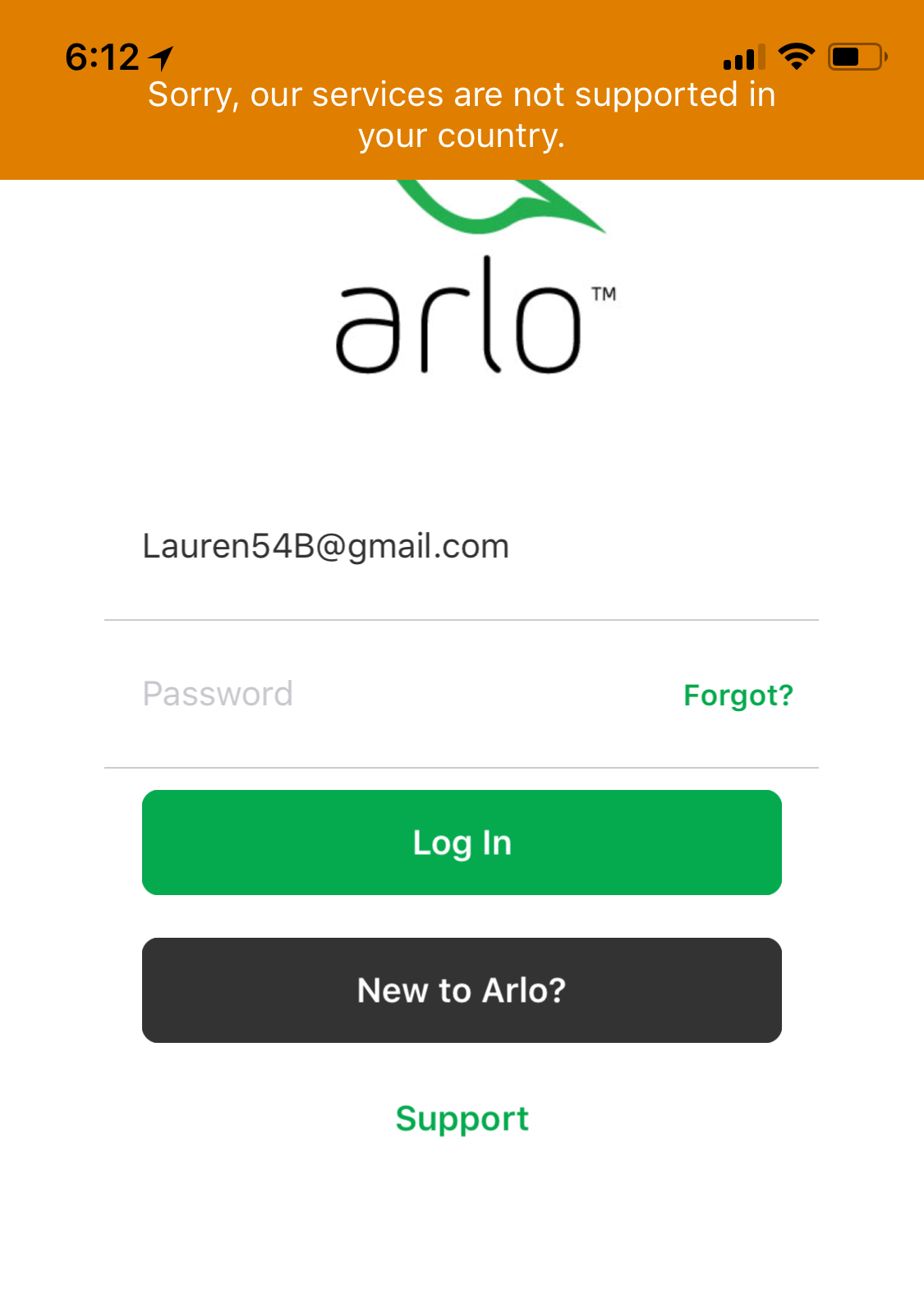 Arlo store new account