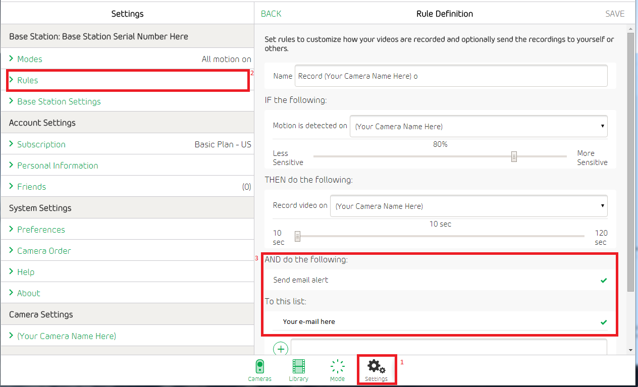 Arlo store camera notifications