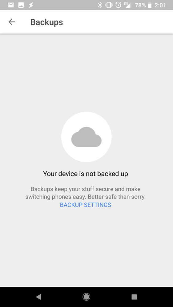 no backups in google drive