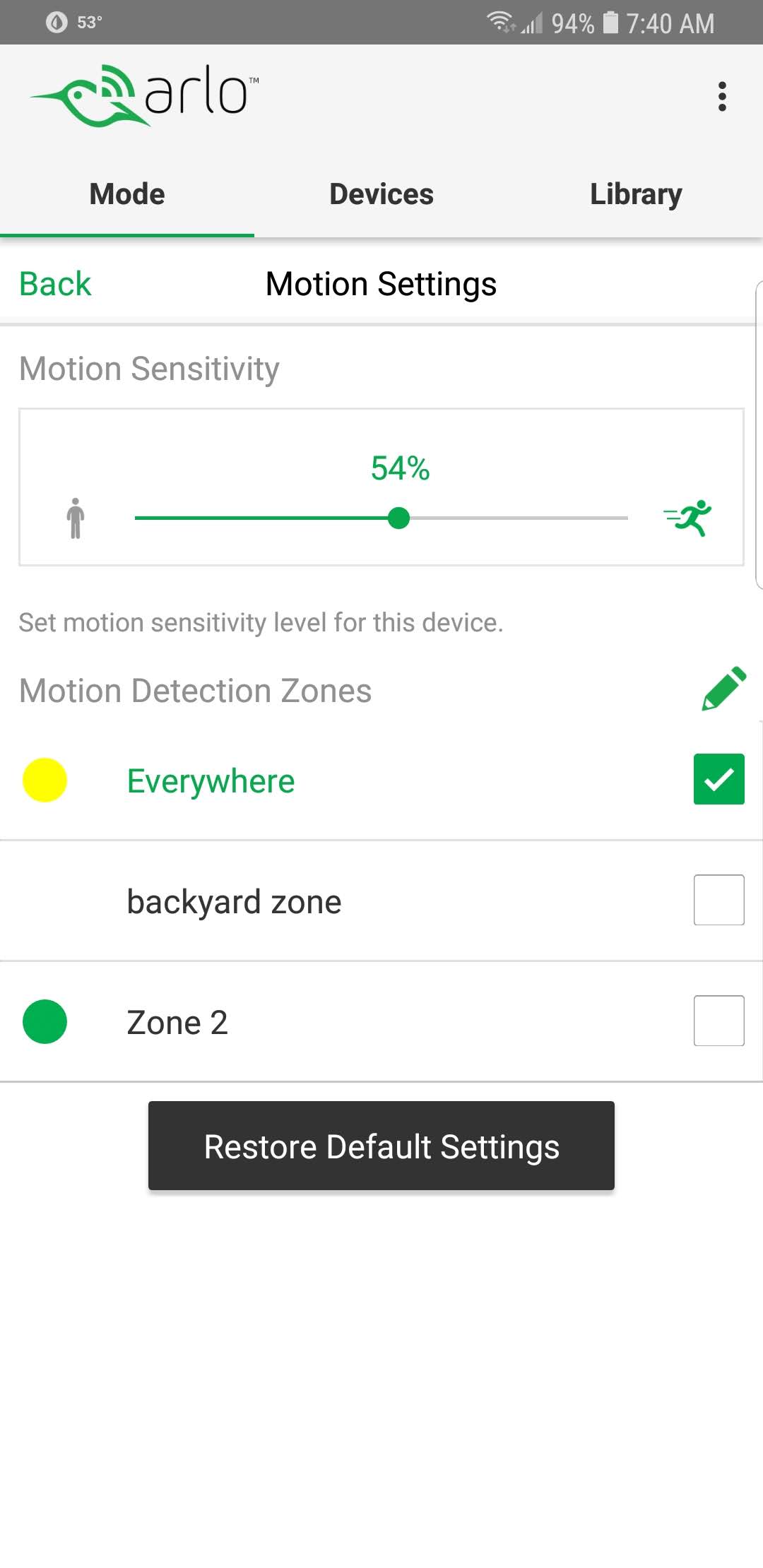 Activity zones arlo pro 2024 2