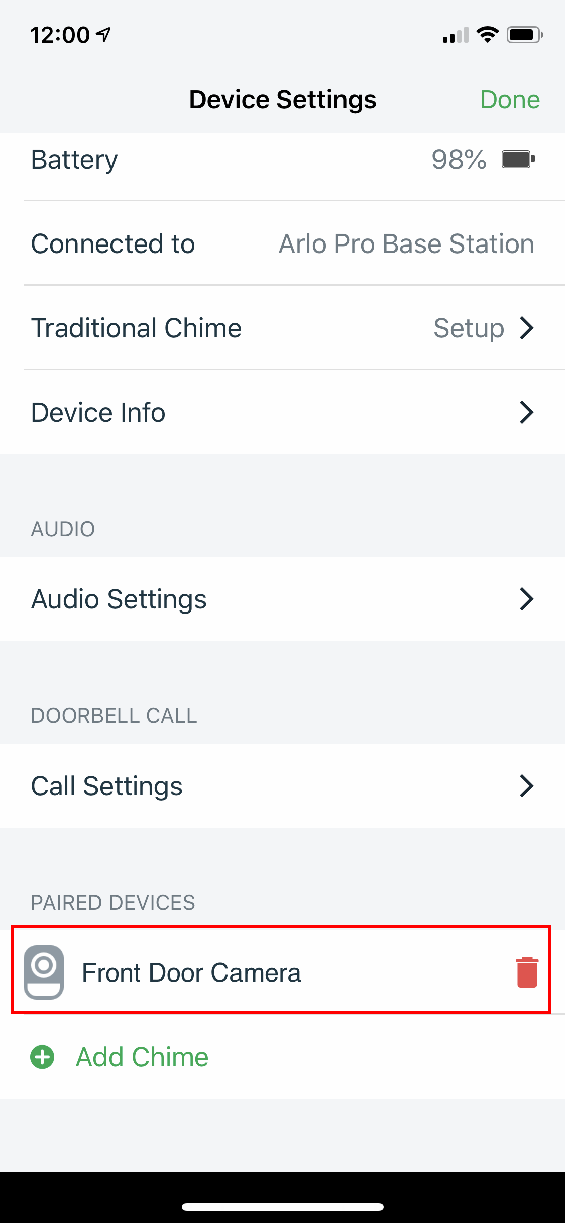 arlo doorbell settings