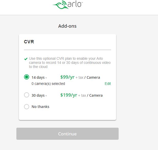 Arlo cvr sale plan price