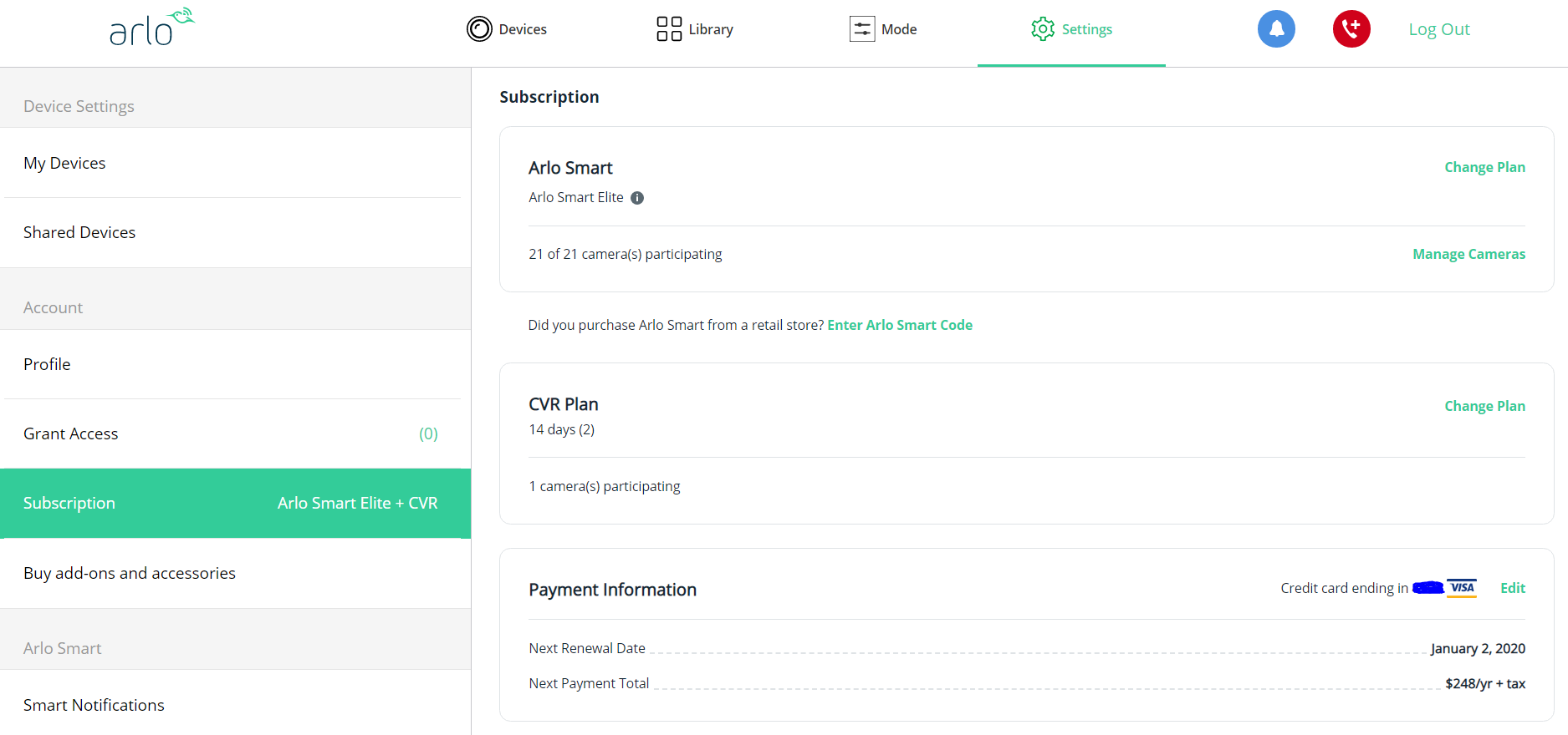 Arlo cvr sale plan price