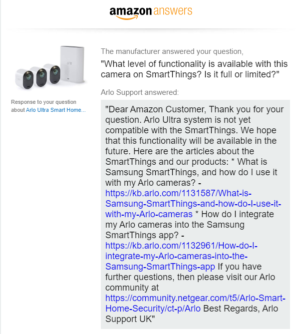 smartthings arlo integration