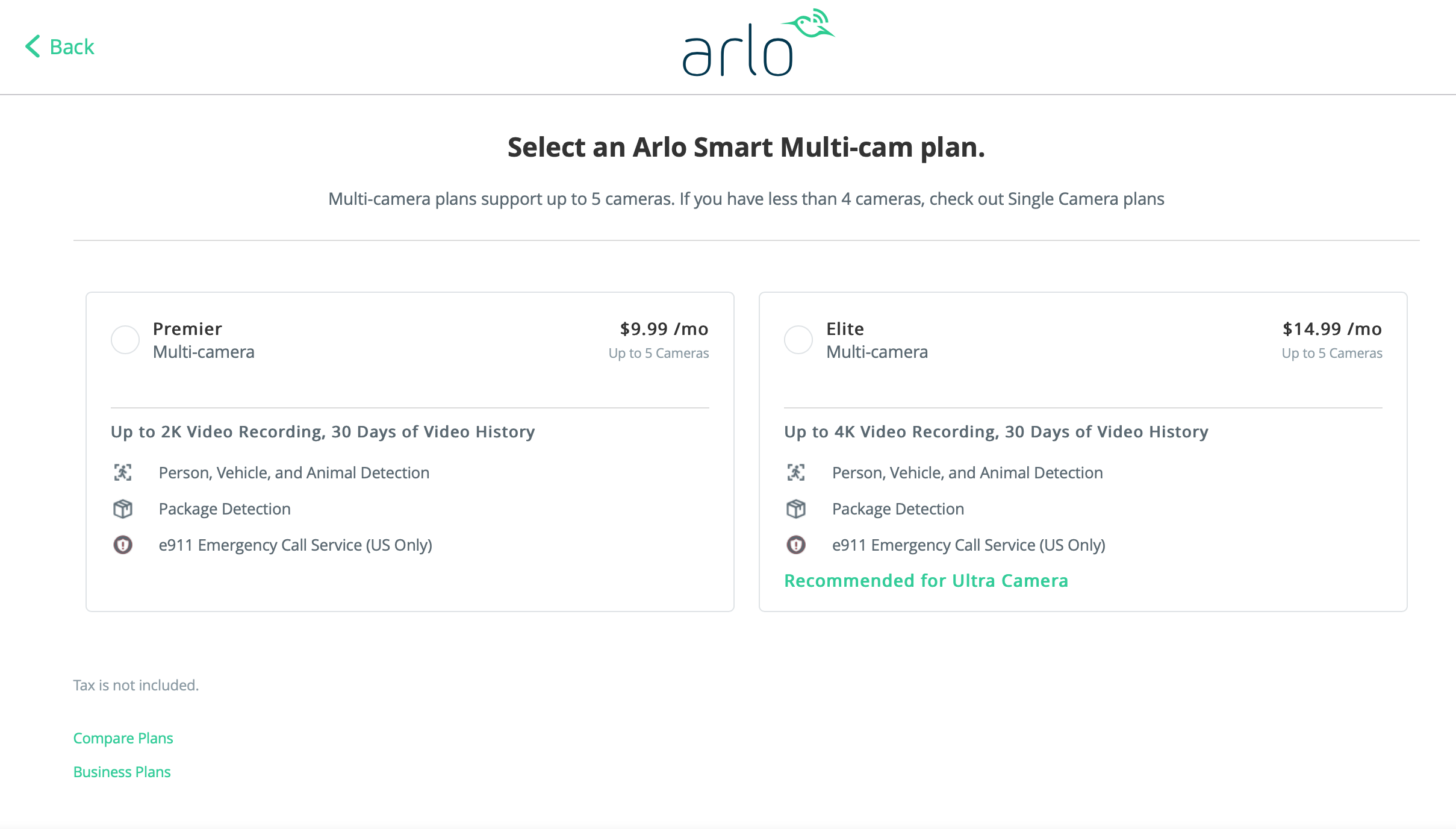 Arlo store data plan