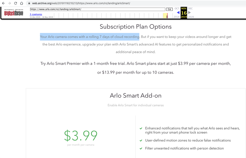 Arlo 7 days free discount