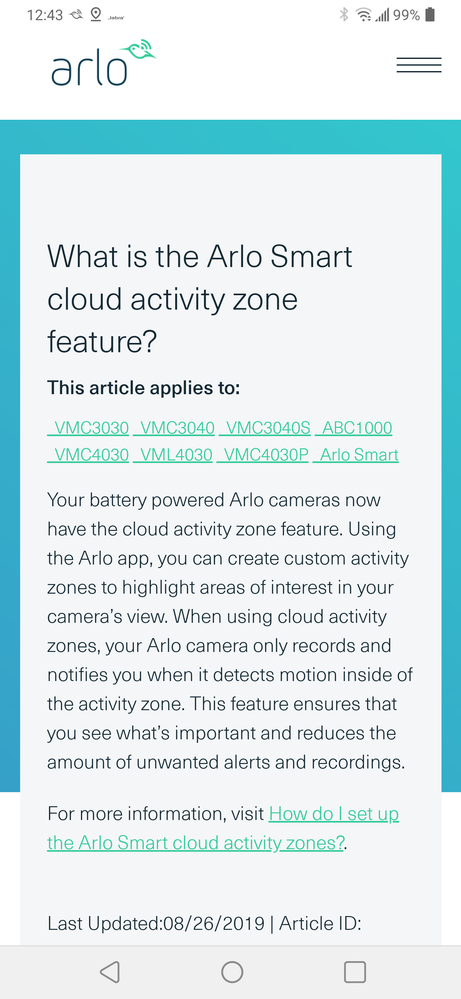Arlo pro activity zones 2025