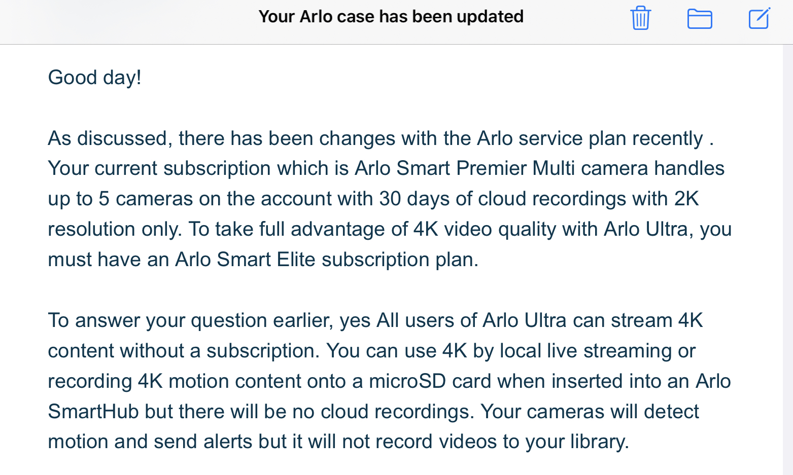 Arlo store ultra plans