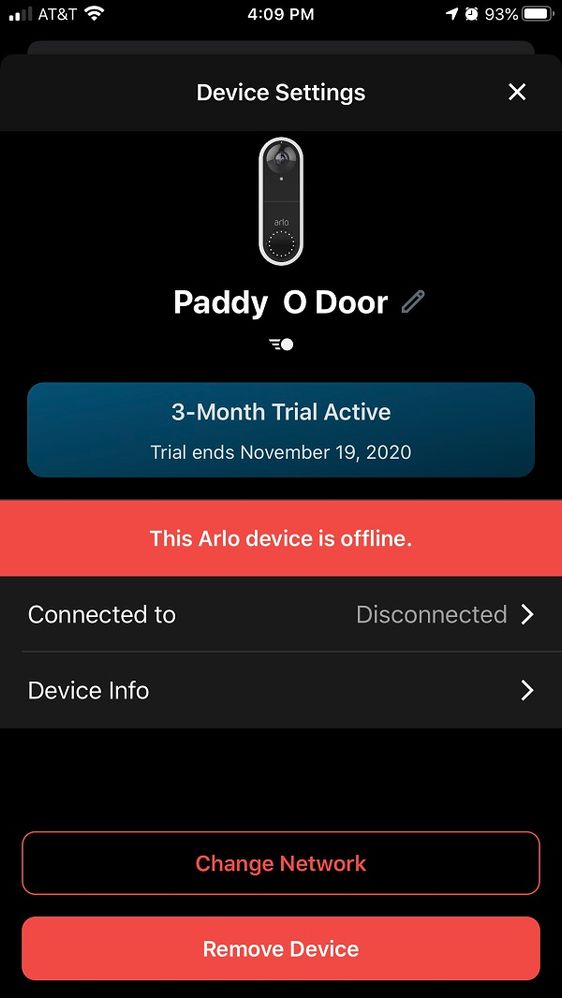 After Many, Many attempts, Arlo App could never "Find" REAR doorbell again, (sigh) . . .