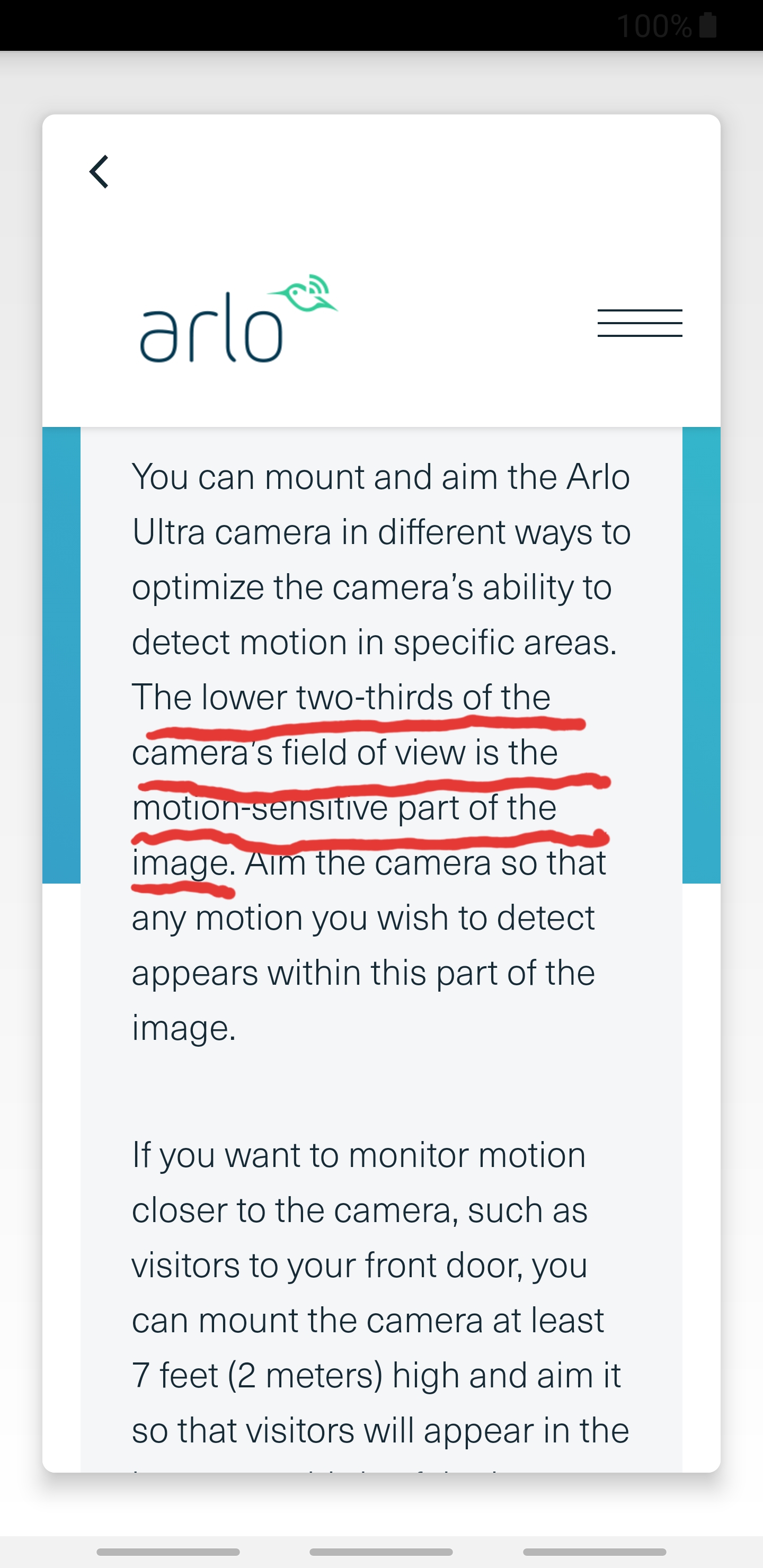 Arlo pro 2 motion best sale sensitivity setting