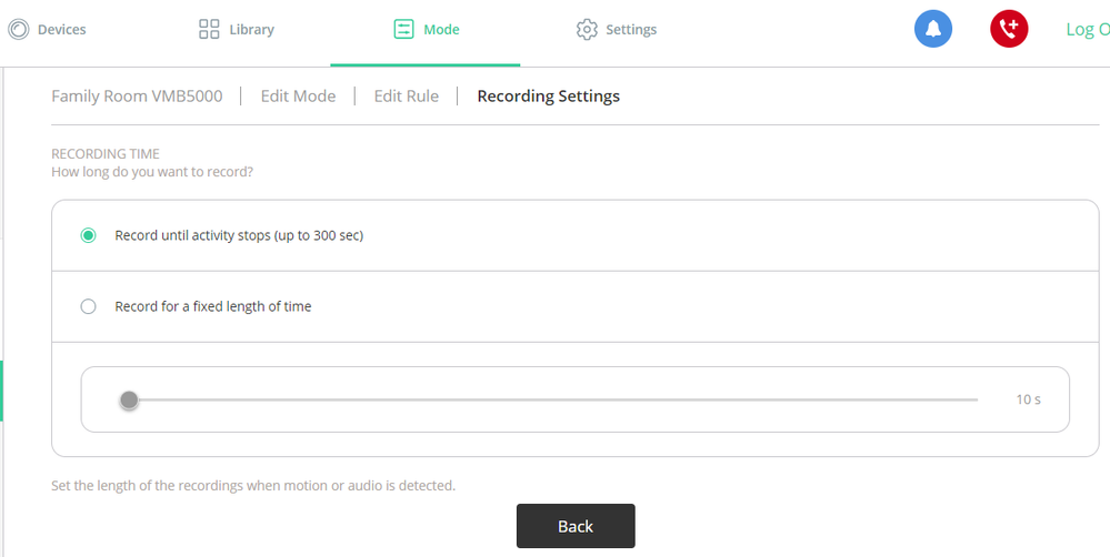 Arlo time store settings