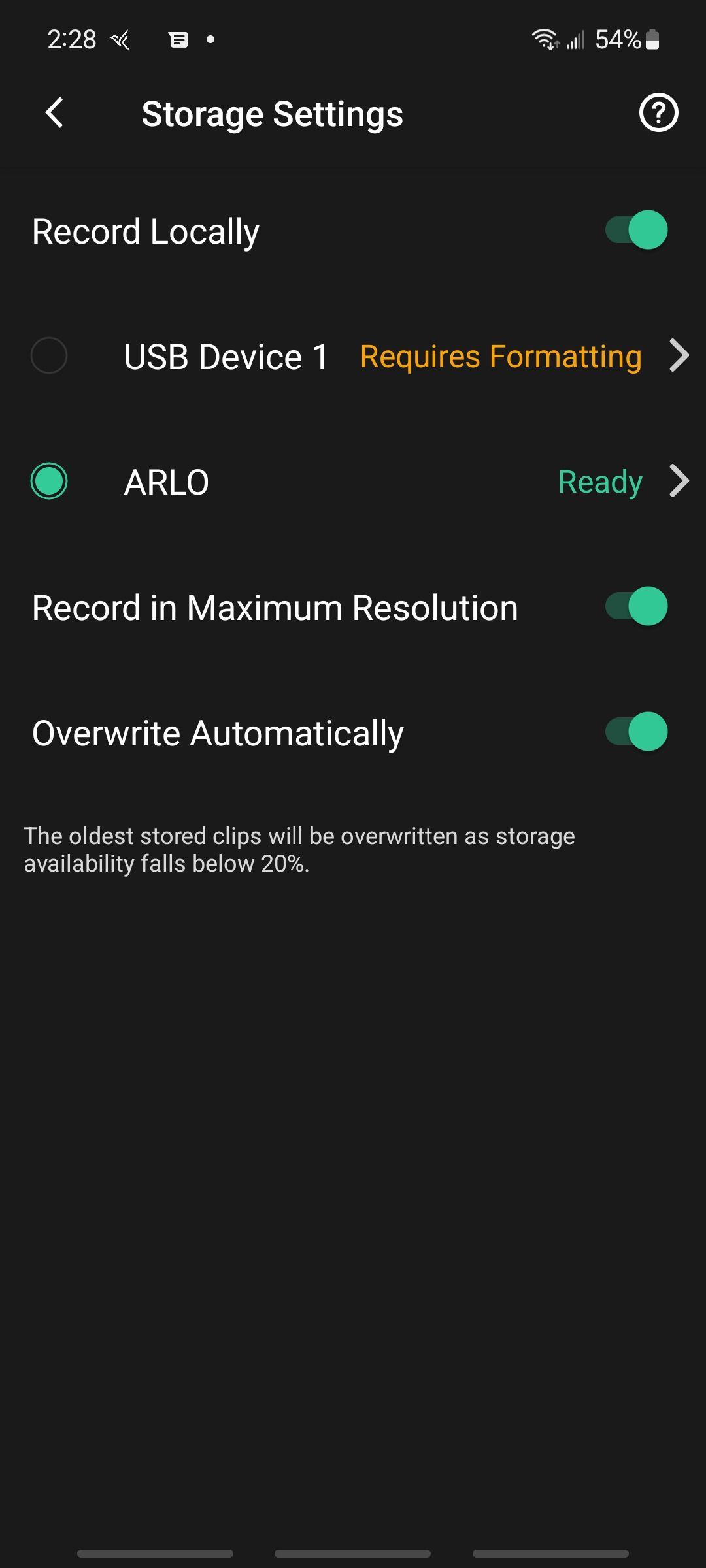 Arlo 2024 external storage