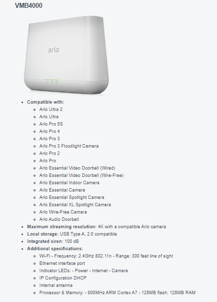 Arlo discount vmb4000 setup