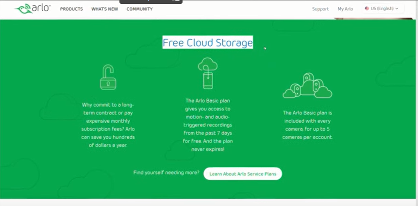 Arlo pro best sale free cloud storage