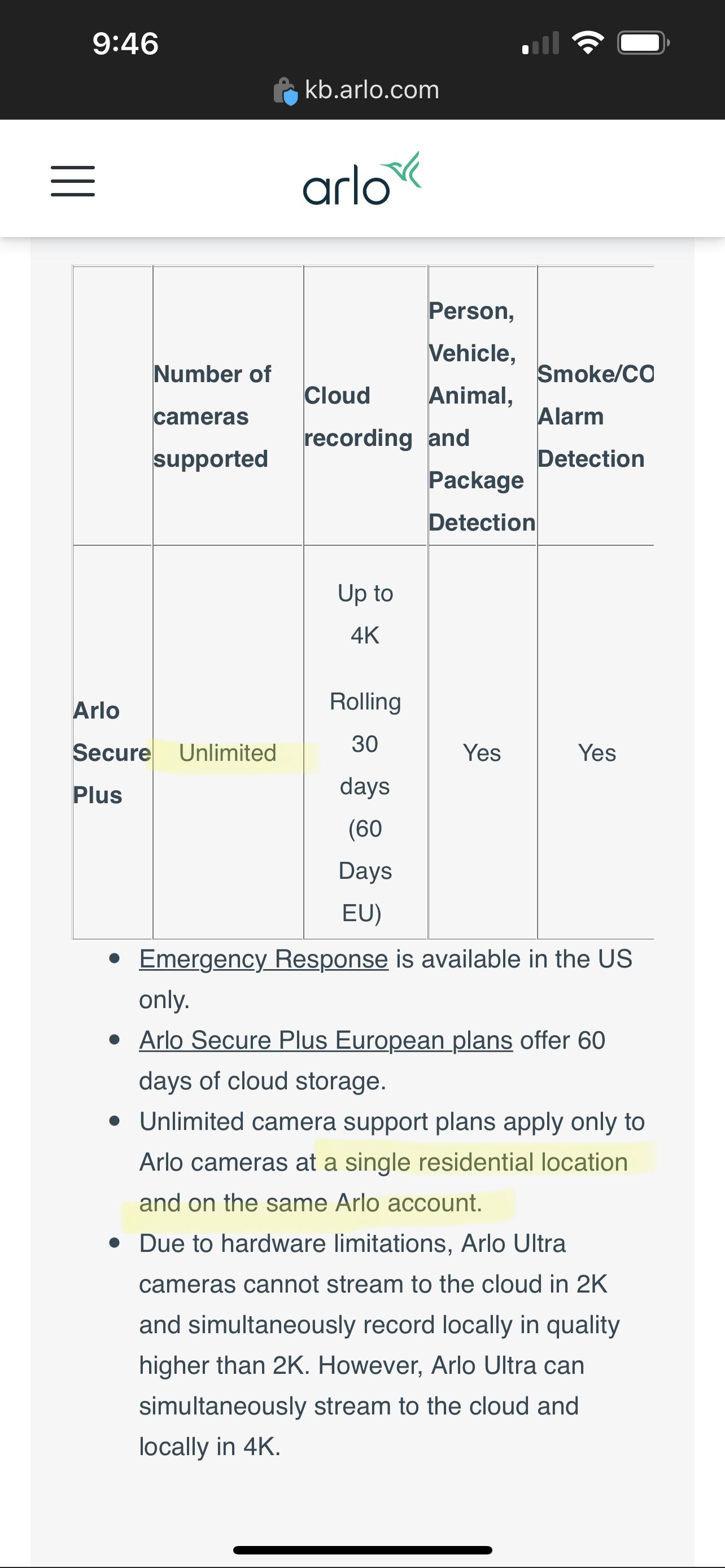 Arlo pro best sale free cloud storage