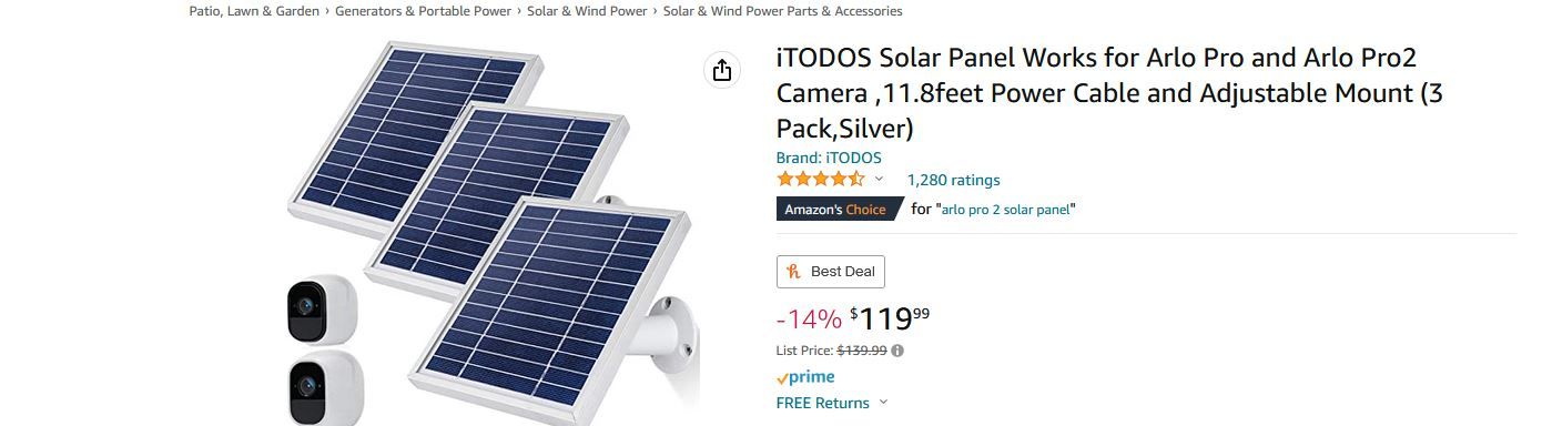 Solar panel store arlo pro 2