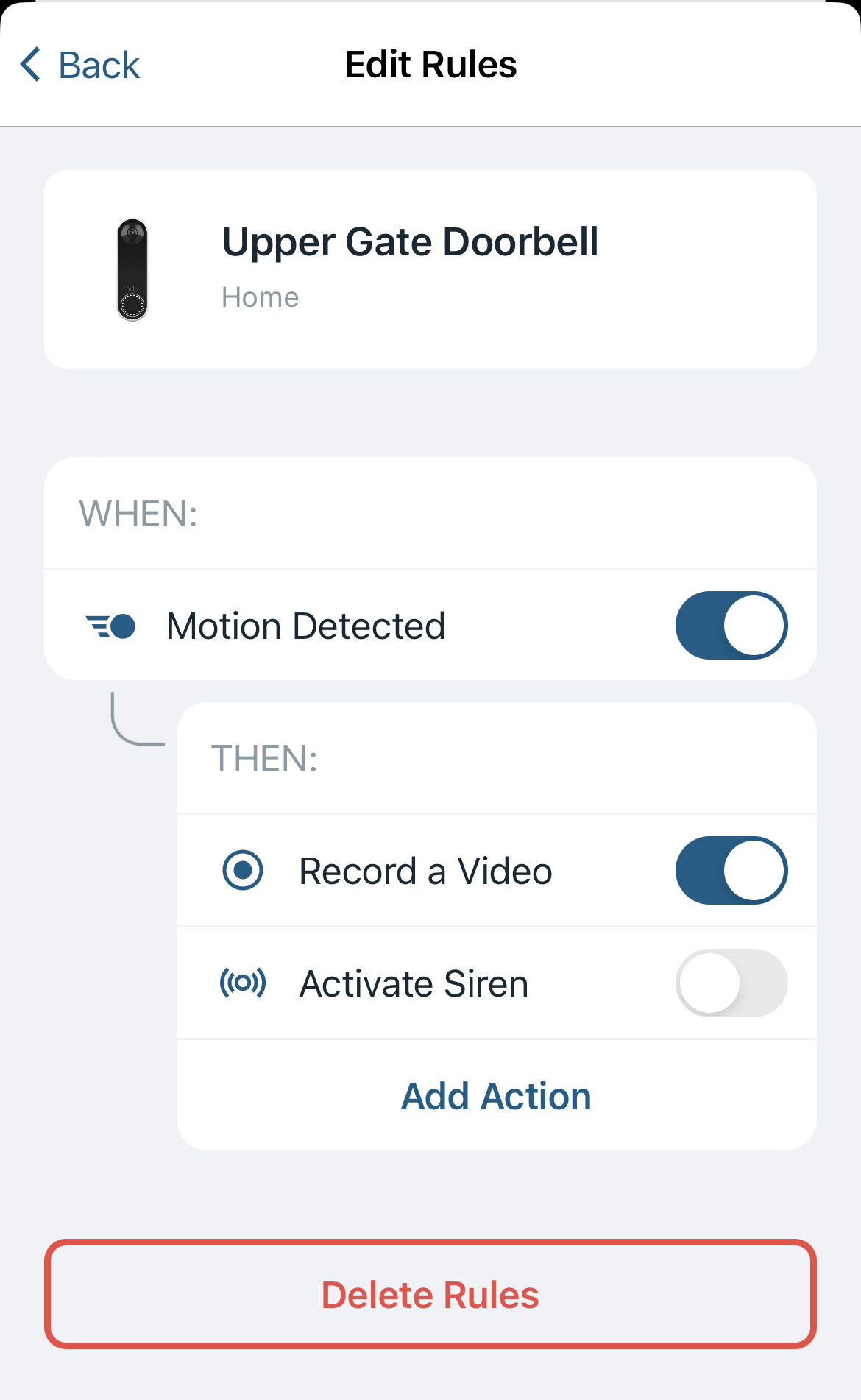 Solved Set motion on Video Doorbell to trigger a differen... Arlo