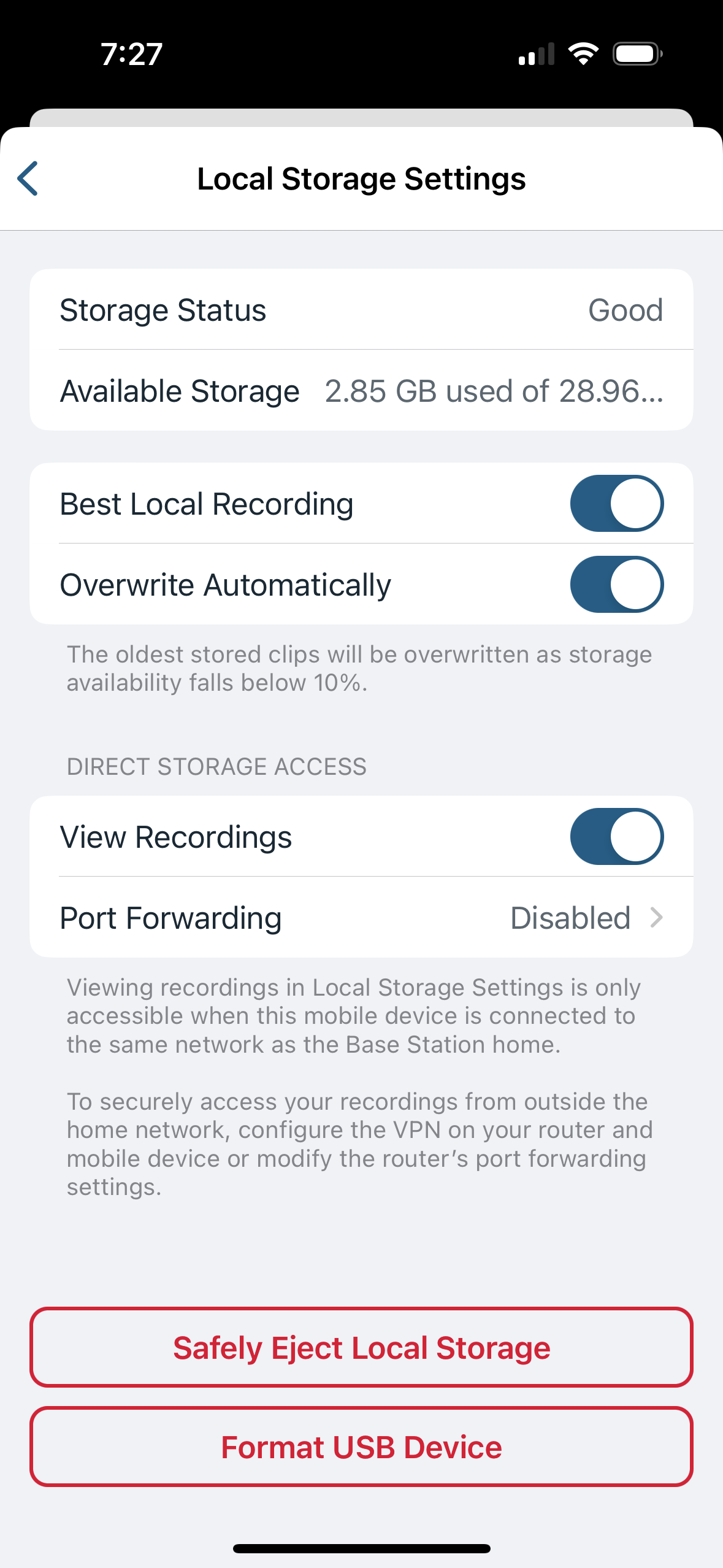 arlo camera local storage