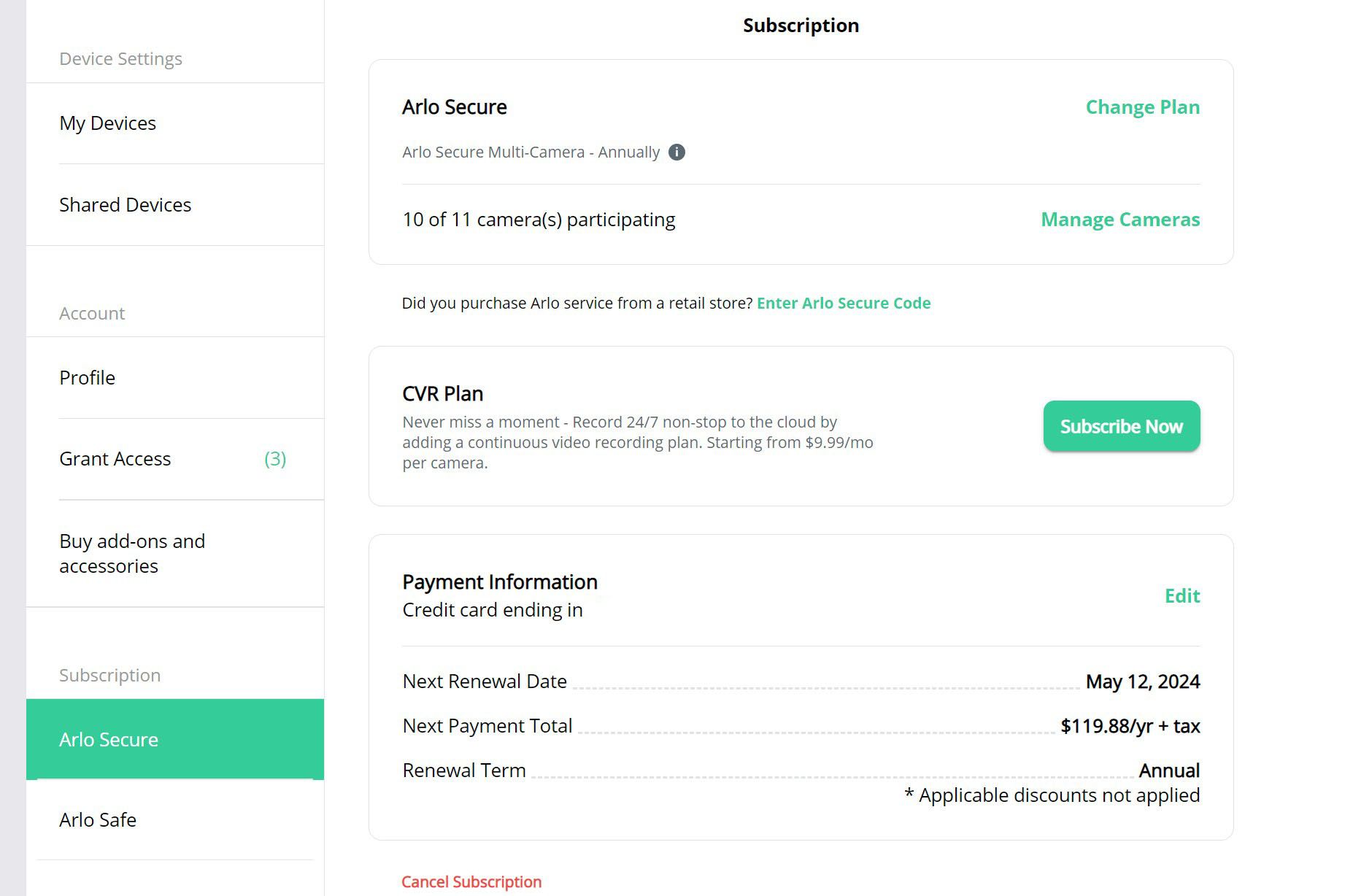 Solved Trial Subscription No way to cancel it? Arlo Community