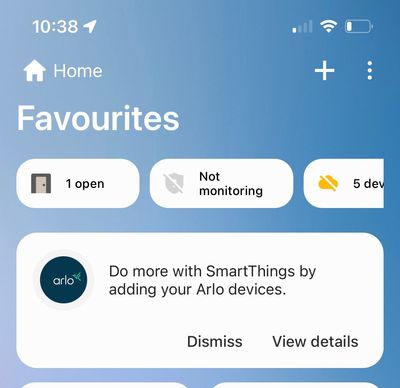 Arlo camera smartthings online