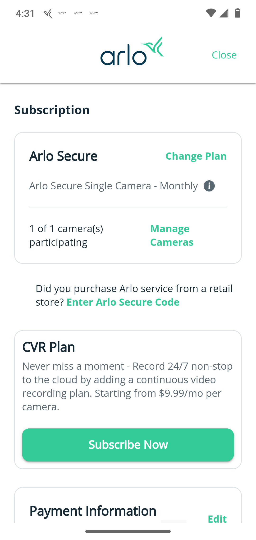 Arlo hot sale data plan