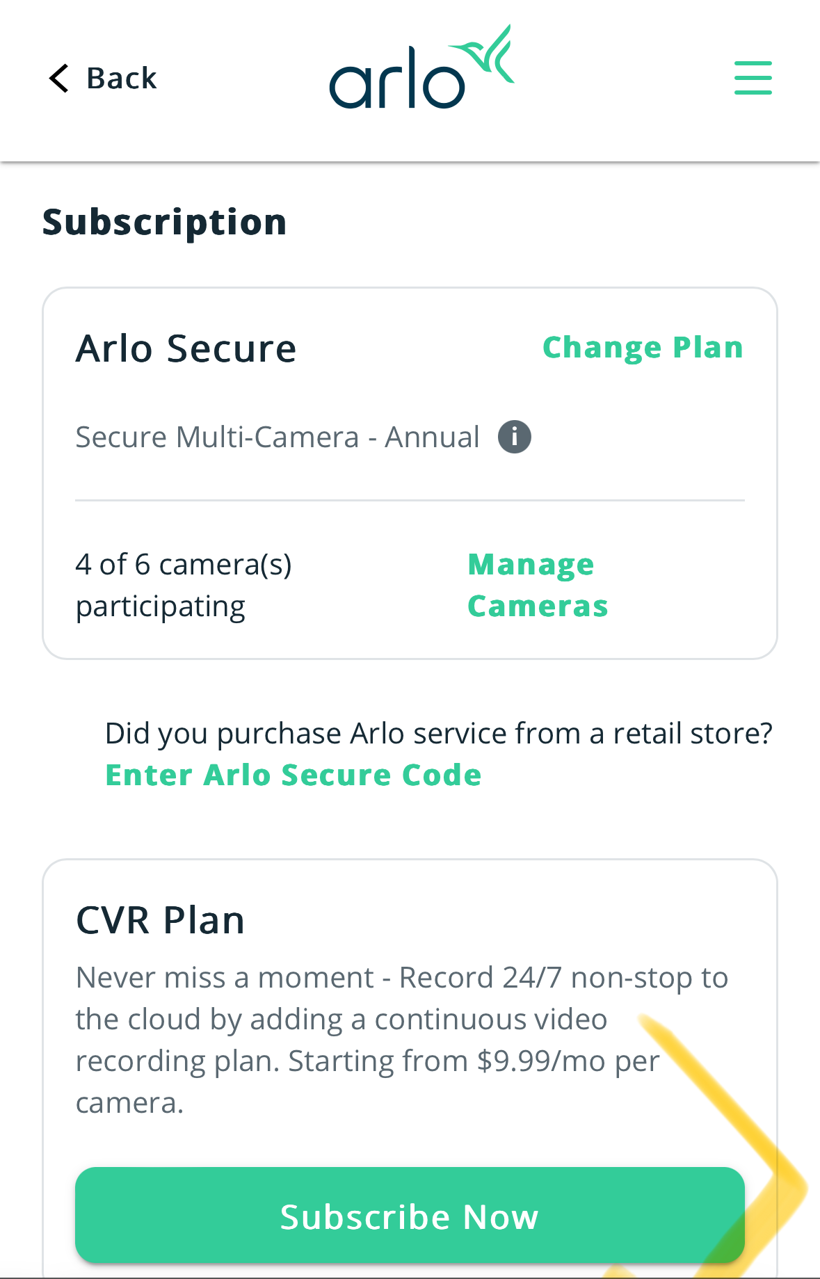 Arlo 2024 monthly fee