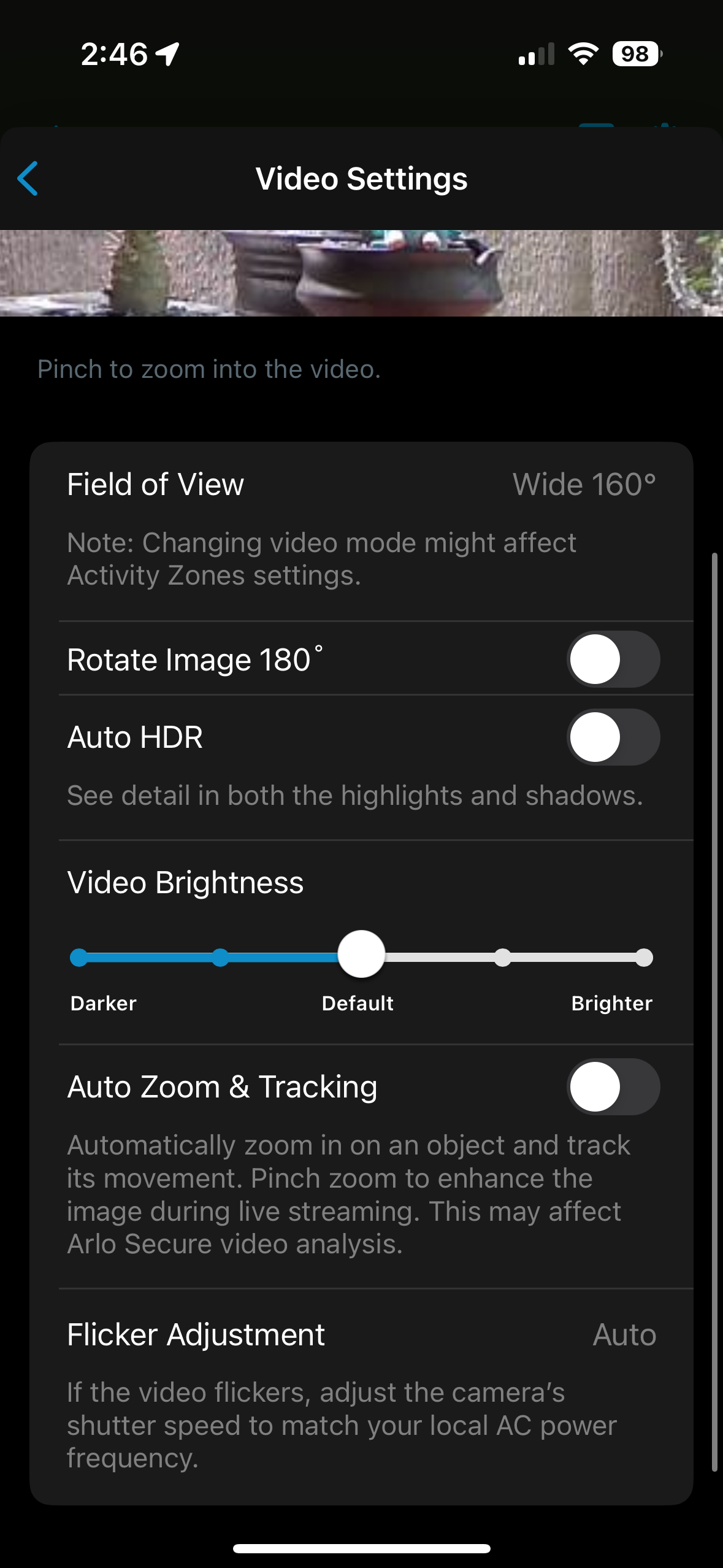 Arlo pro video sales quality setting