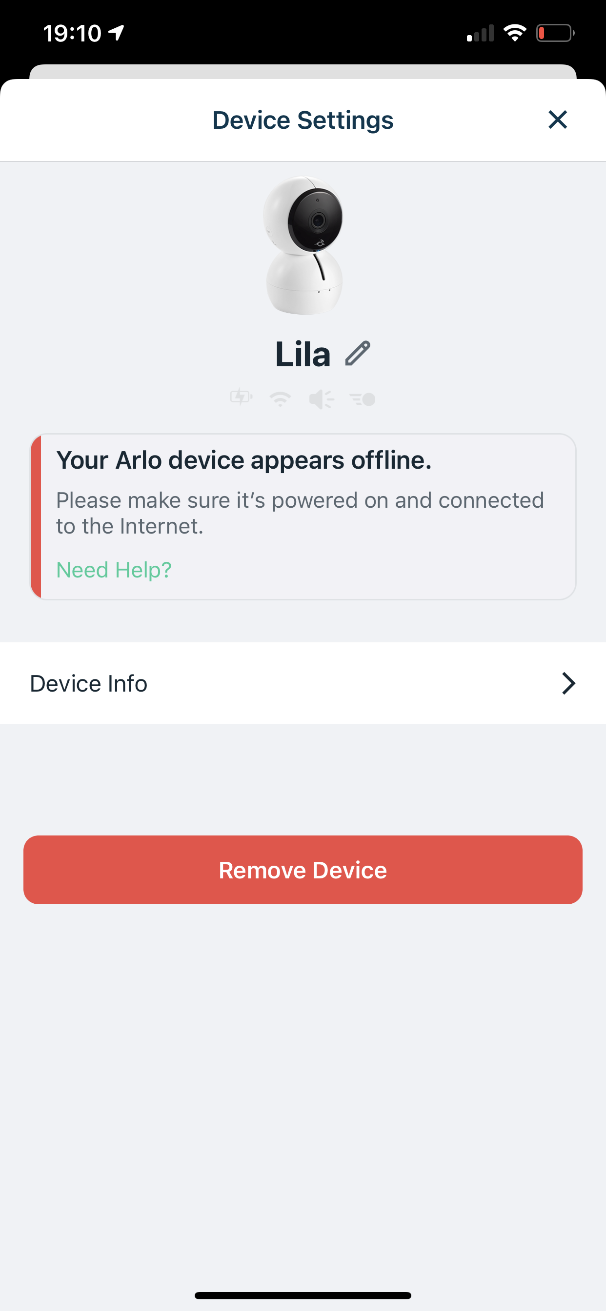 Arlo store device offline