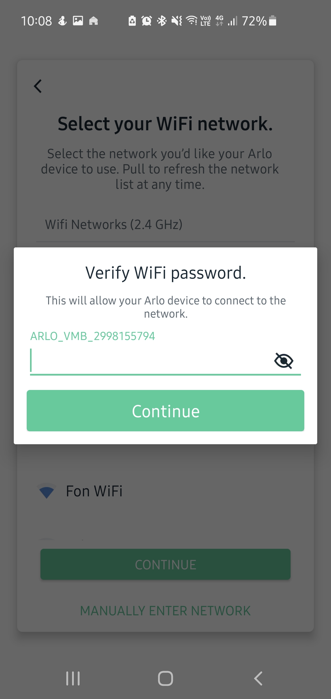 Arlo store wifi password