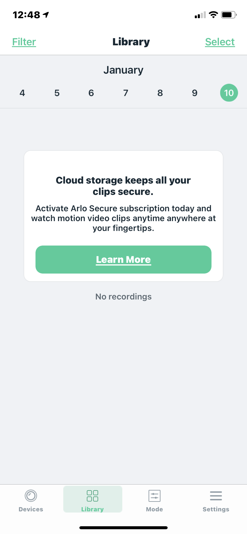 Arlo store cloud recording