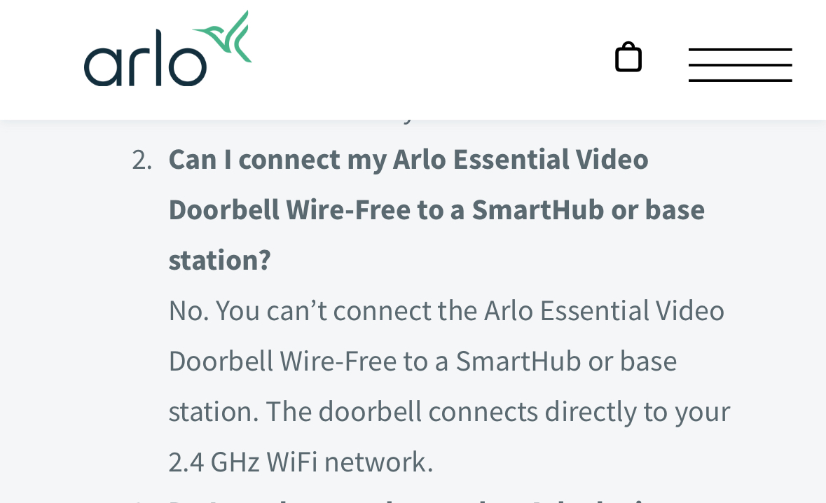 Arlo best sale doorbell homekit