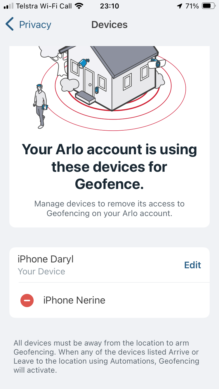 Arlo sales camera geofencing