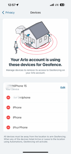 Arlo pro geofencing 2 2024 phones