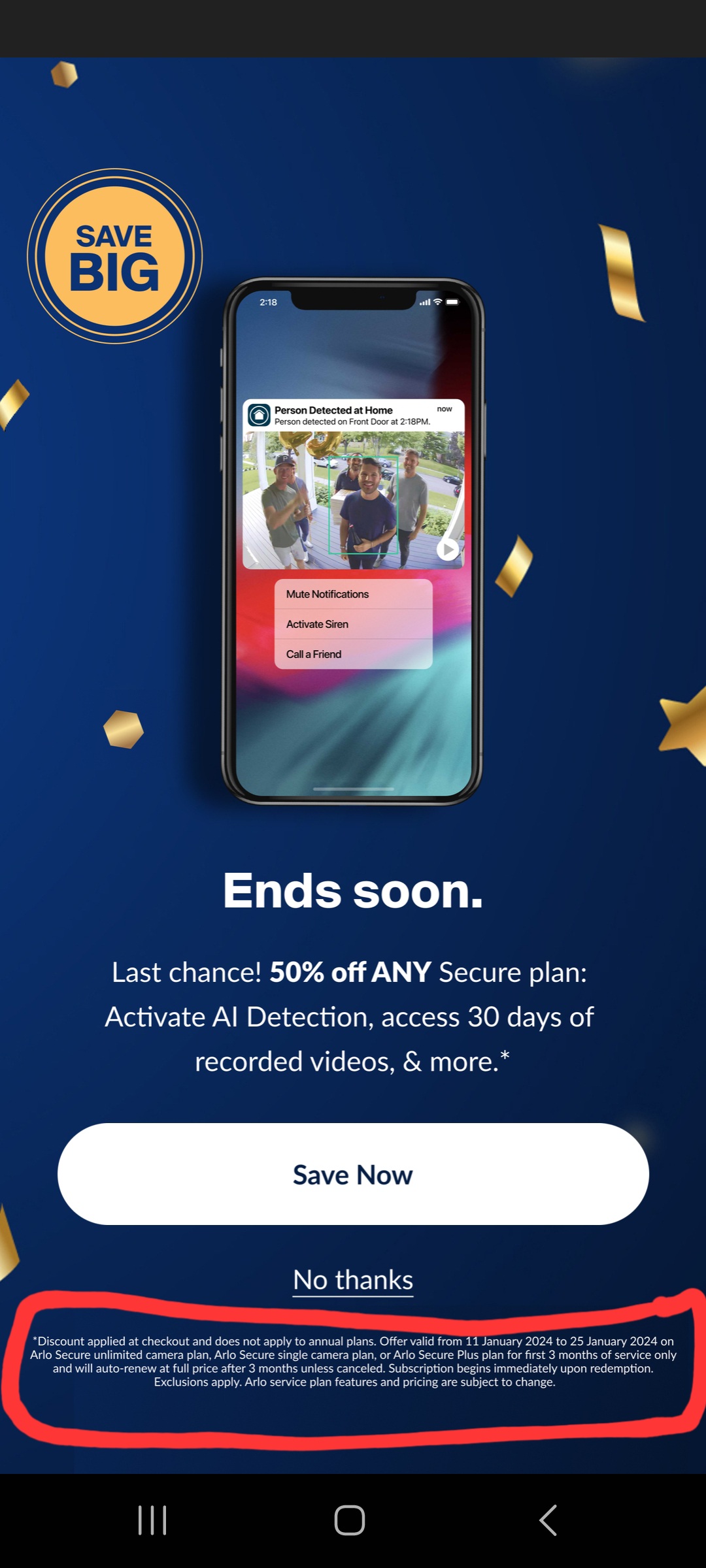 Arlo subscription best sale promo code