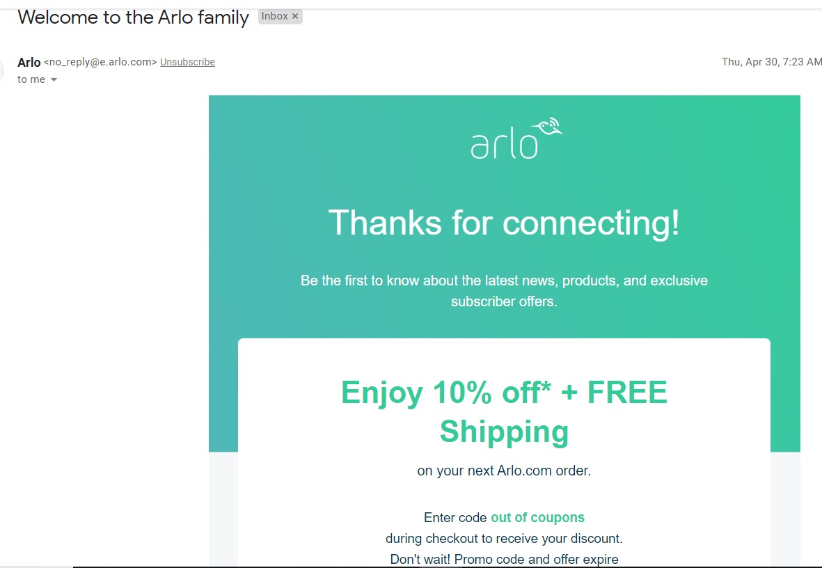 Arlo subscription shops promo code