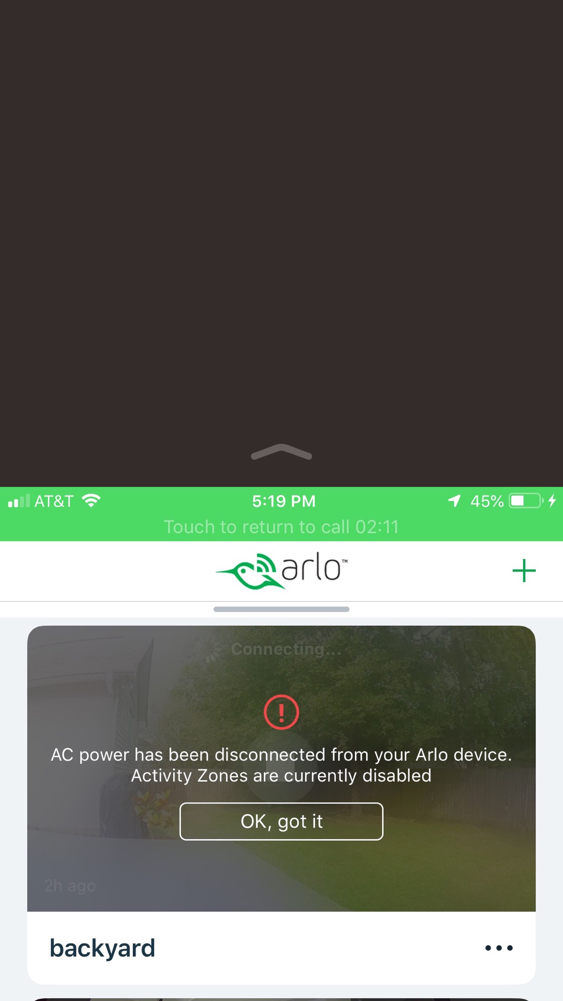 Arlo pro 2 ac power has fashion been disconnected