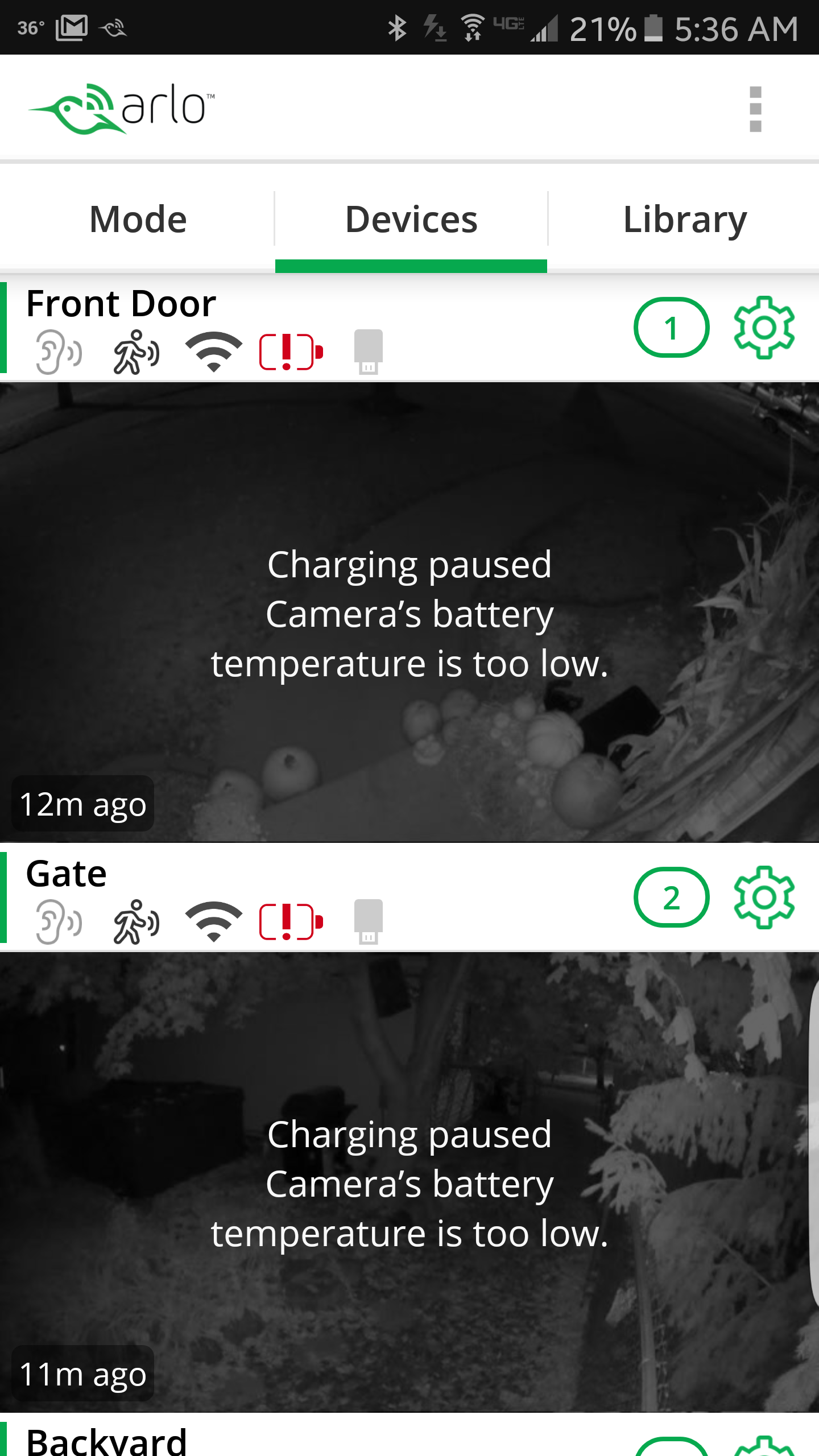 arlo pro cold weather